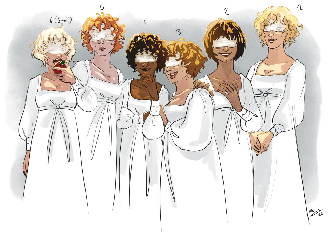 Character concepts for Rachel Gillig's "The Knight and the Moth" (March 2026)